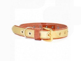Imagen del producto Artleather collar piedras cuero oro 55cm