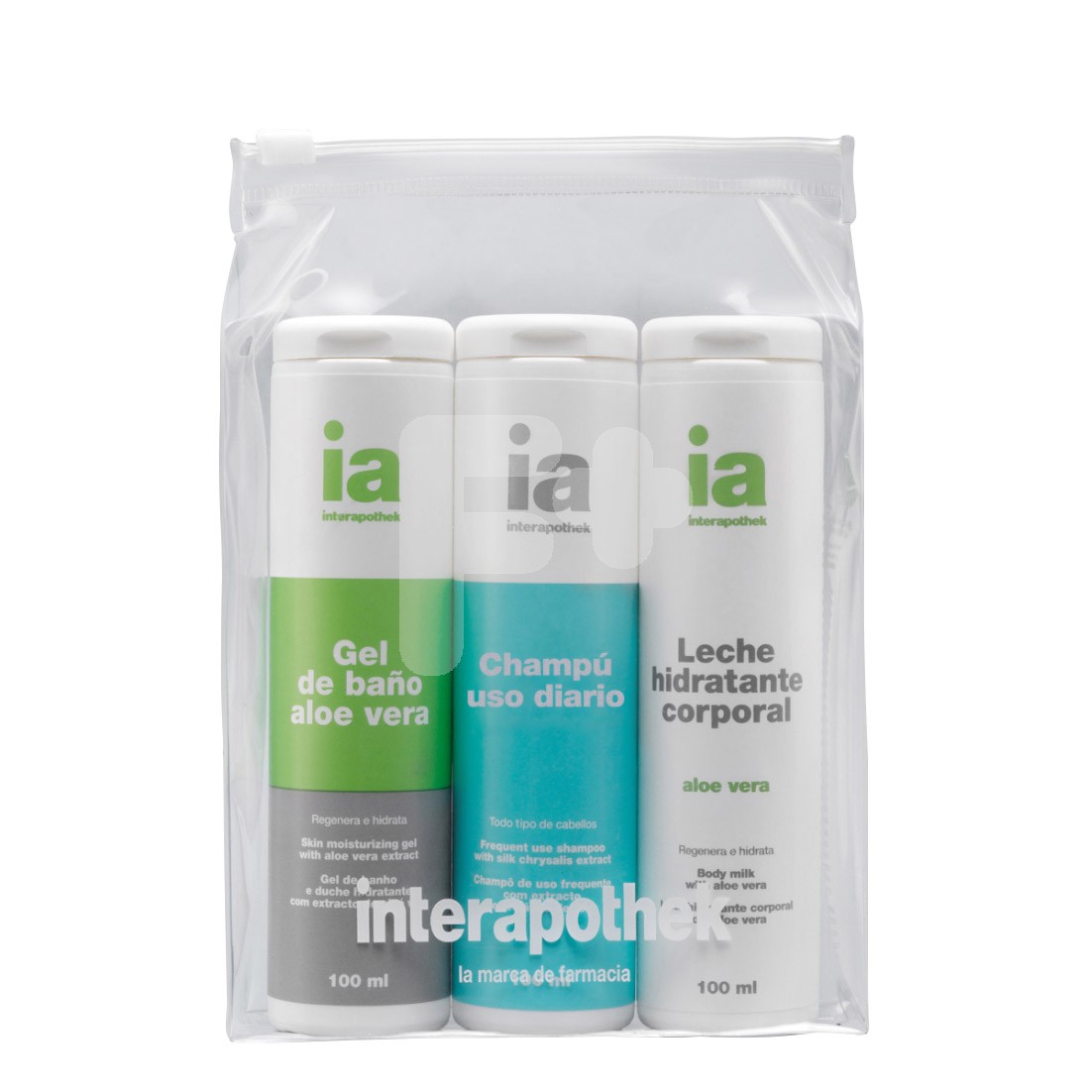 Interapothek neceser de viaje gel + champú + leche hidratante Interapothek neceser de viaje gel + champú + leche hidratante