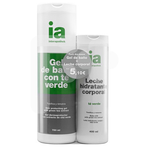 Interapothek pack gel té verde 750ml + leche corporal té verde 400ml Interapothek pack gel té verde 750ml + leche corporal té verde 400ml