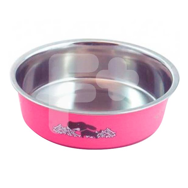 Biozoo Comedero acero inox. impreso rosa 21cm