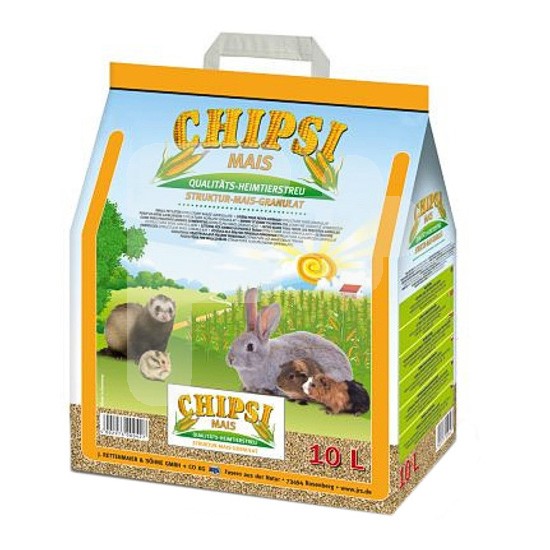 Chipsi lecho higiénico de maiz para pequeñas mascotas y aves 10l