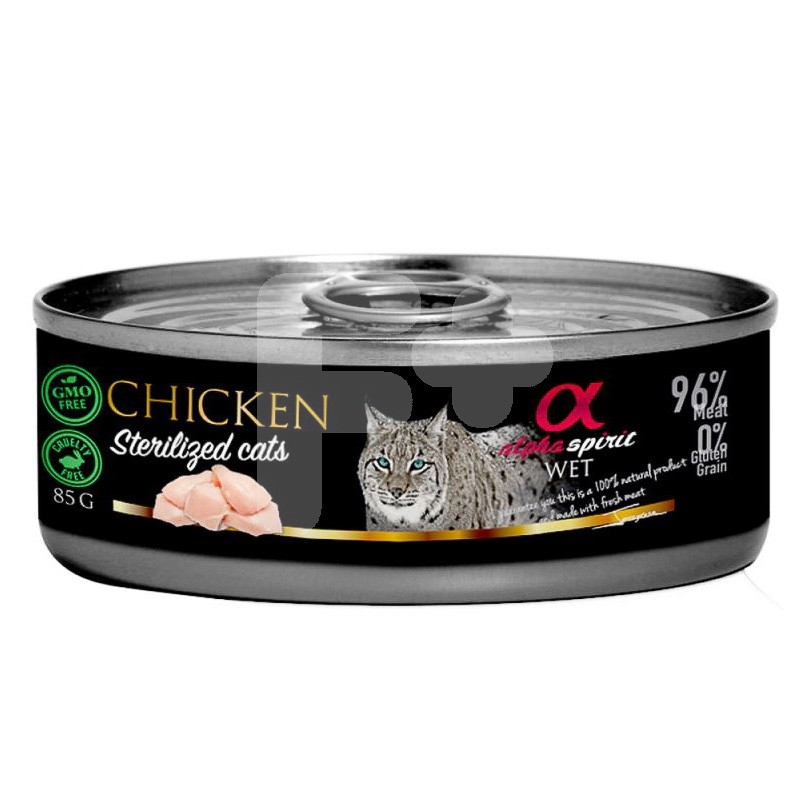 Alpha Spirit lata gato estéril, pato 18x85gr Alpha Spirit lata gato estéril, pato 18x85gr