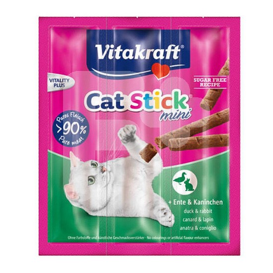 Vitakraft cat stick mini, pato & conejo 18g 3 u