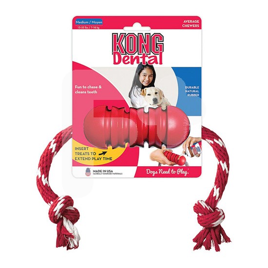 Dental kong with a rope-medium Dental kong with a rope-medium
