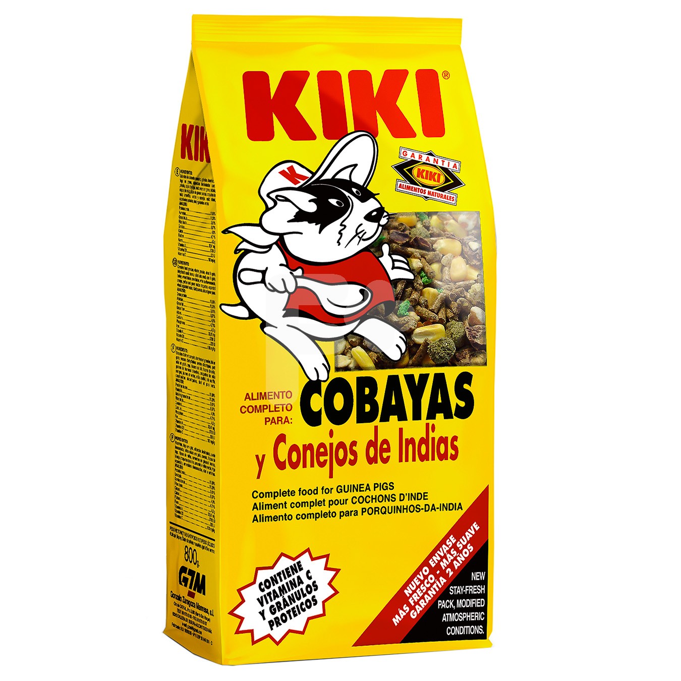 Kiki bolsas alimento cobayas-conejos indias 800g