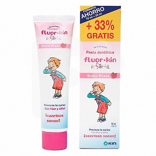 Fluorkin pasta infantil fresa 75+25ml.