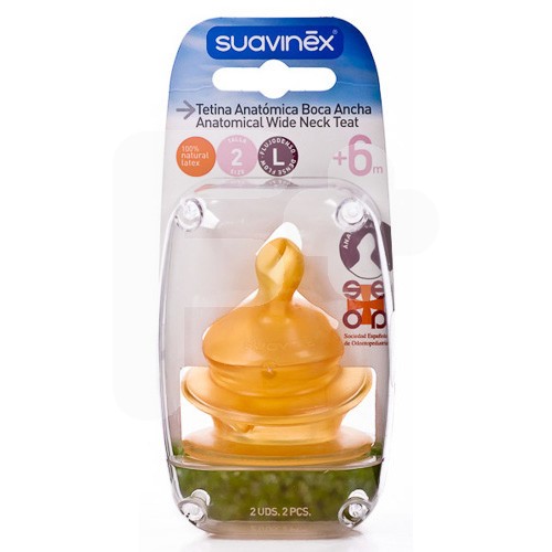 Suavinex tetina anatómica látex T2 L 2uds Suavinex tetina anatómica látex T2 L 2uds