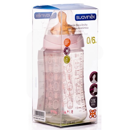 Suavinex Biberón pp boca ancha anatómica TM 270ml Suavinex Biberón pp boca ancha anatómica TM 270ml