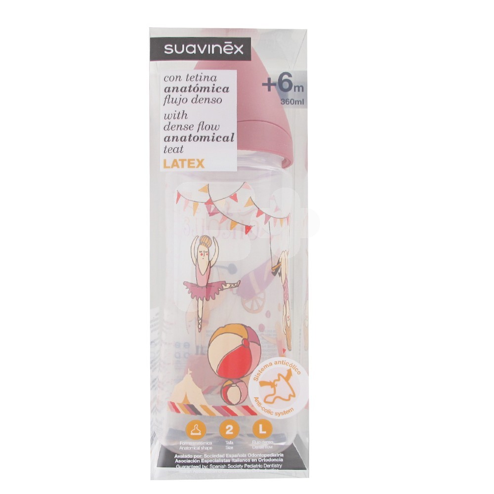 Suavinex Biberón tetina látex anatómica boca ancha TL 360ml Suavinex Biberón tetina látex anatómica boca ancha TL 360ml
