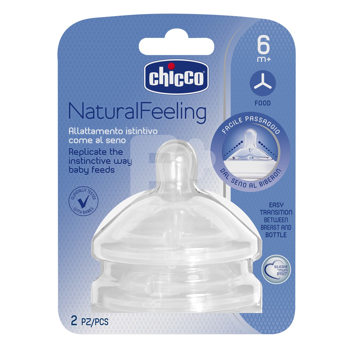 Chicco Tetina natural feeling flujo papilla +6 meses 2uds Chicco Tetina natural feeling flujo papilla +6 meses 2uds