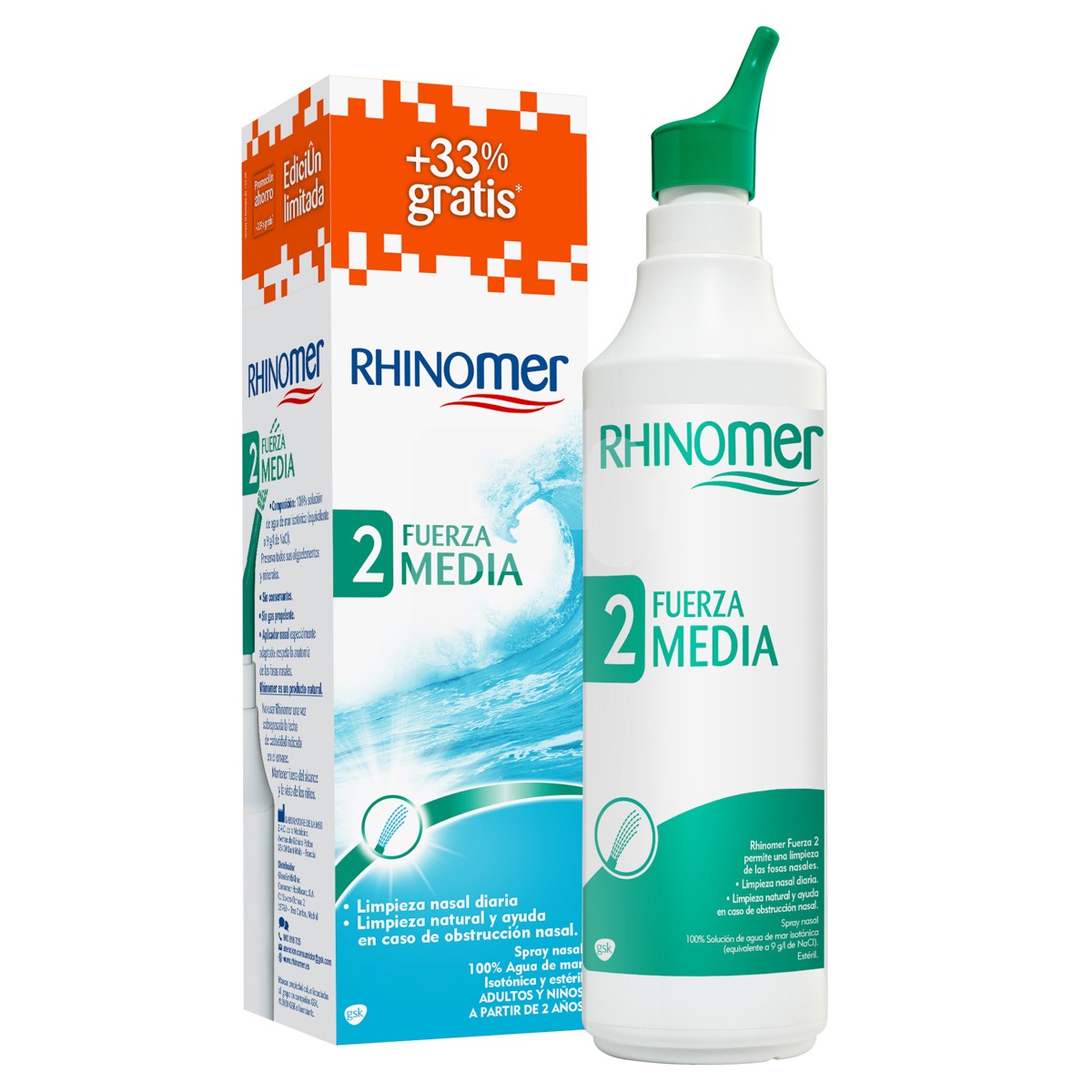 Rhinomer fuerza 2 media limpieza nasal 180ml