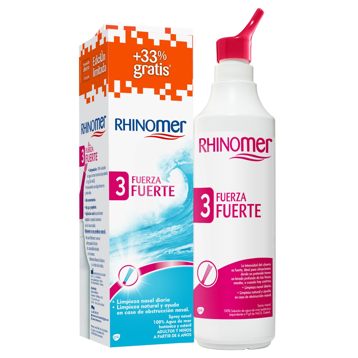 Rhinomer fuerza 3 fuerte limpieza nasal180ml