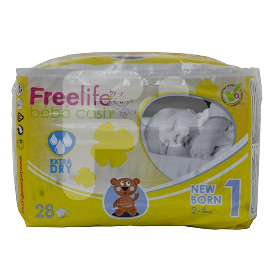 Freelife Pañal bebecash 1 recien nacido 2-4kg 28uds