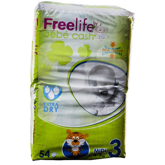 Freelife bebecash pañal 3 midi 4-9kg 54u