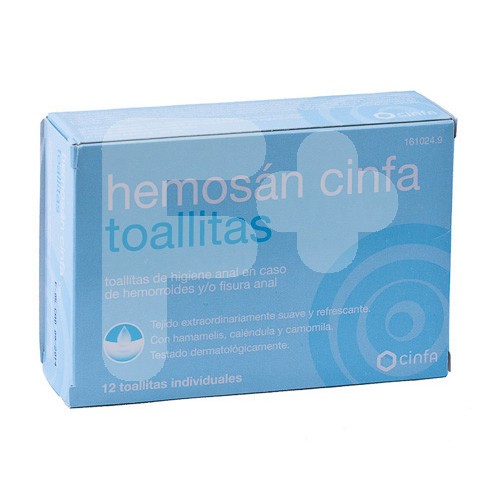 HEMOSAN CINFA HEMORROIDES 12 TOALLITAS