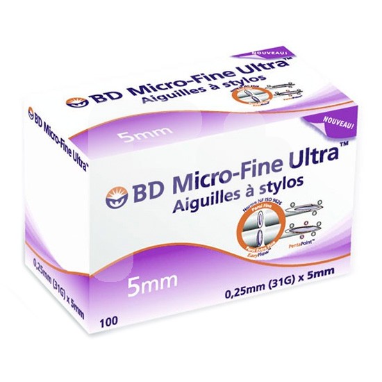 BD microfine tw 0,25 x 5mm 100uds R.320212