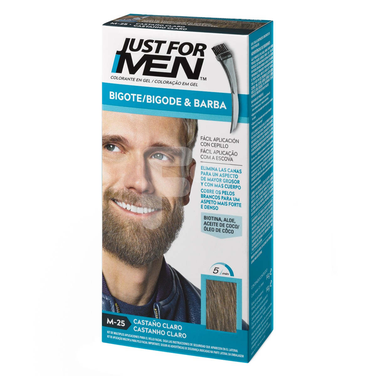 Just for men bigote y barba colorante en gel castaño claro