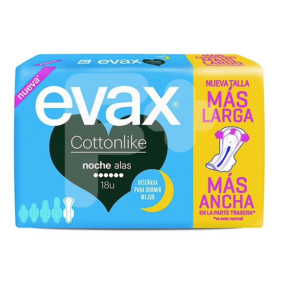 Evax compresas cottonlike noche alas 18und