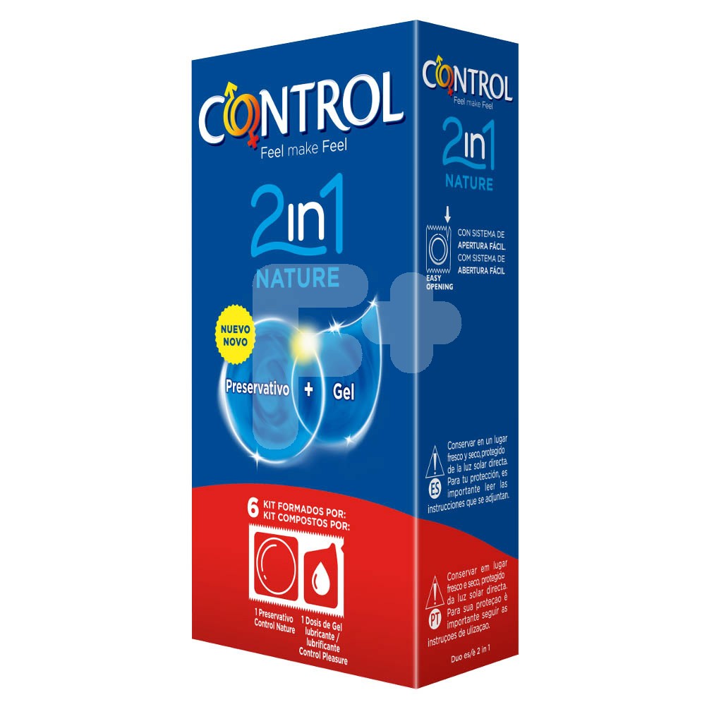 Control nature 2en1 preservativo+lubricante 6u