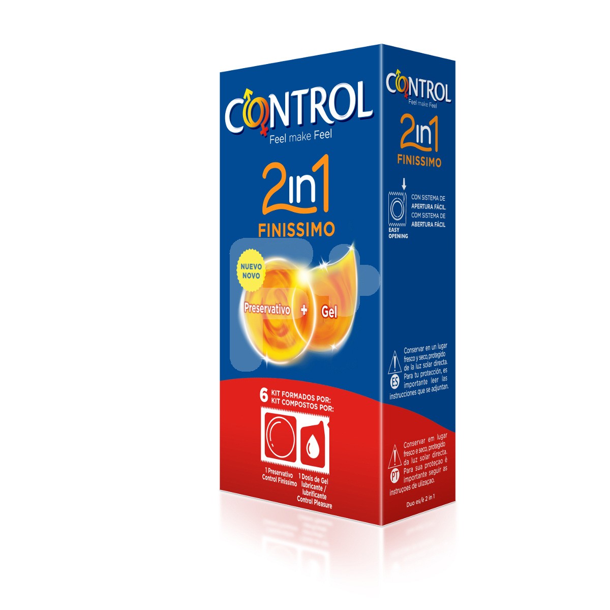 Control finisimo 2en1 preservativo+lubricante 6u