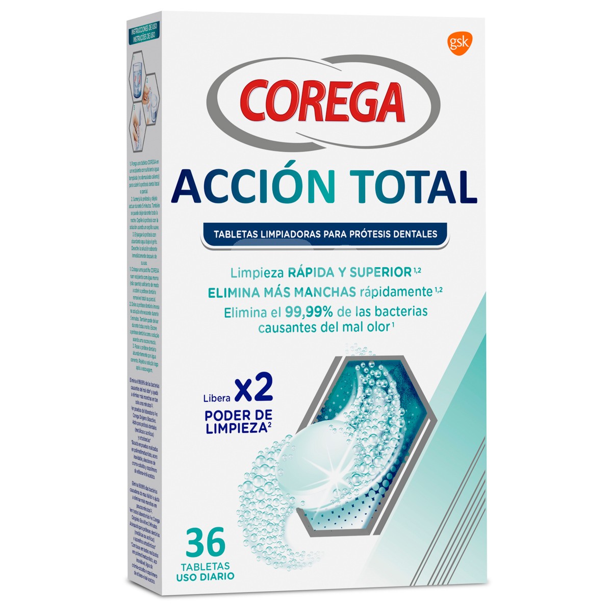 Corega acción total limpiador 30 tabletas