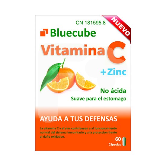 Bluecube vitamina c + zinc 60 cápsulas