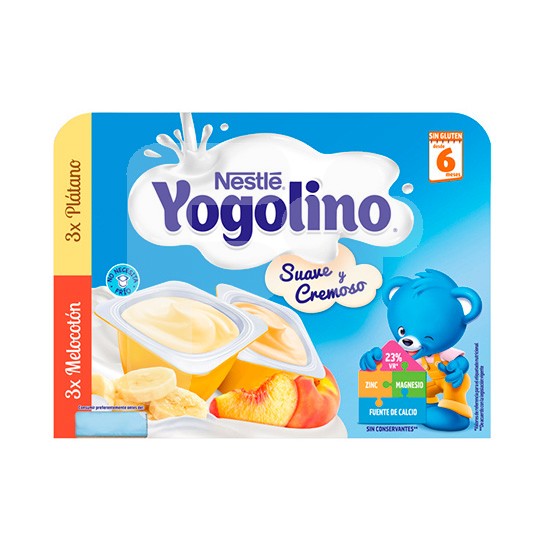 Nestlé Yogolino suave y cremoso 3 plátano y 3 melocotón 6x60g