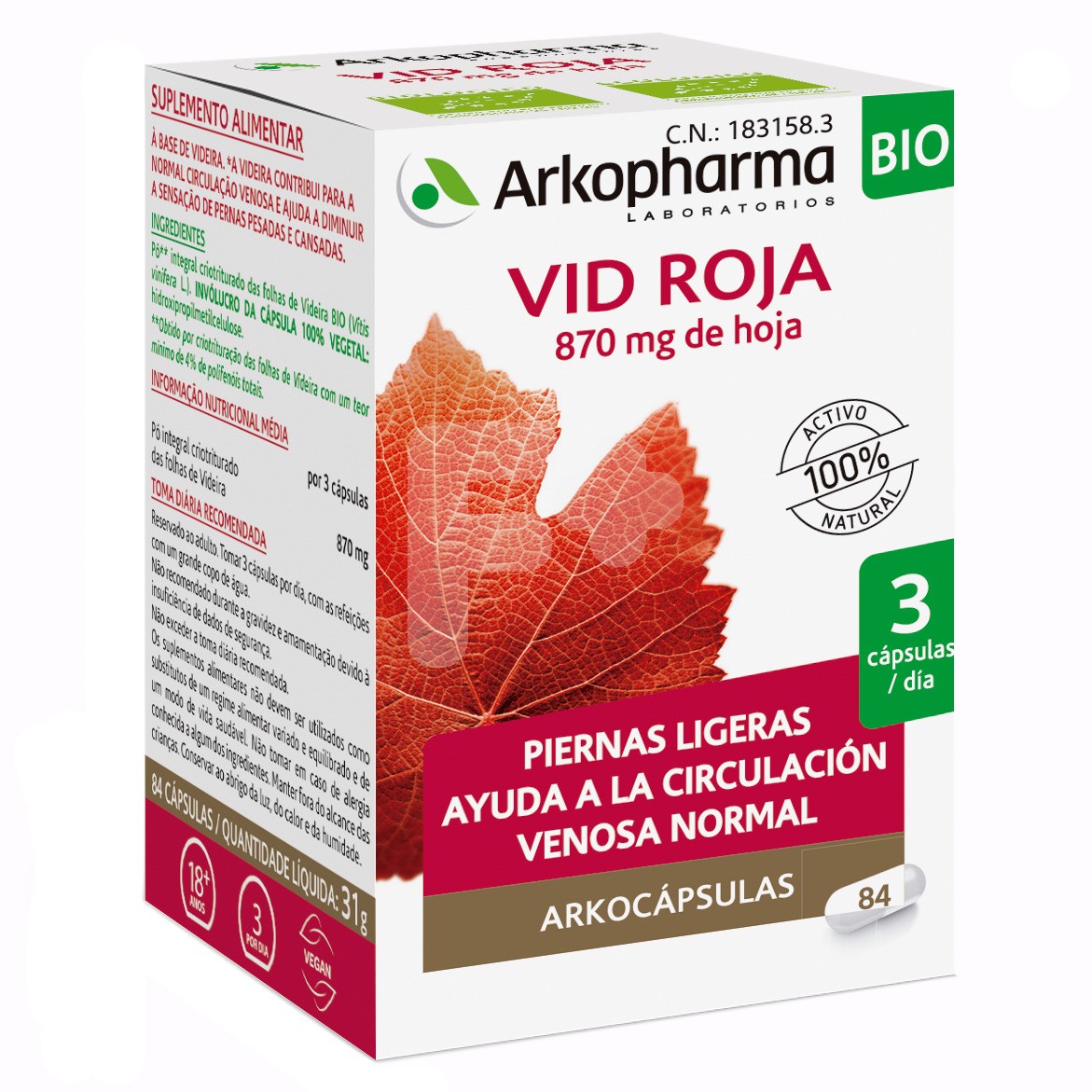 ARKOCAPSULAS VID ROJA 84 CAPSULAS