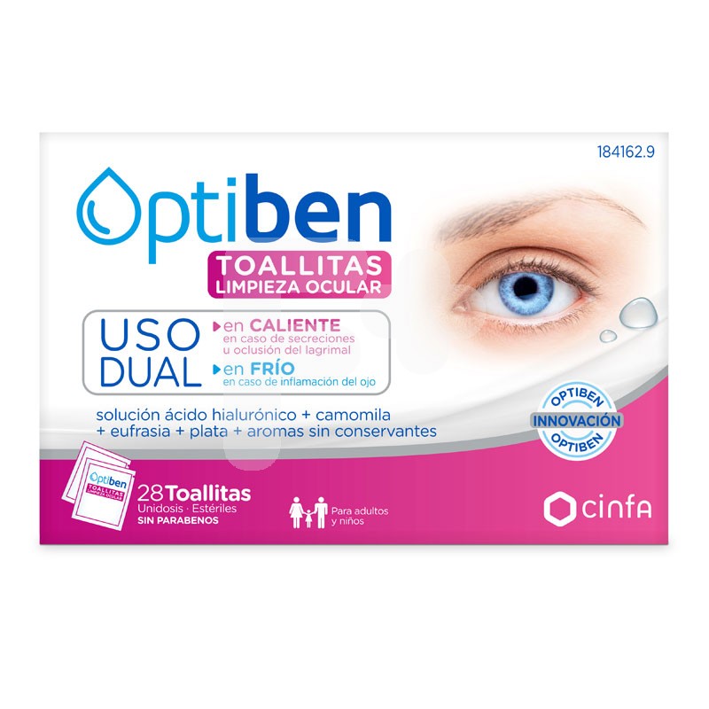 OPTIBEN TOALLITAS OCULARES USO DUAL 28 U