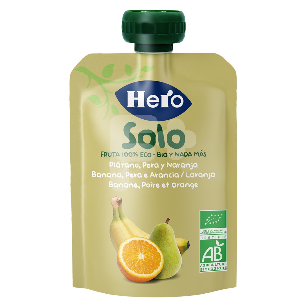 Hero Baby Solo ecológico plátano pera y naranja bolsa 100g