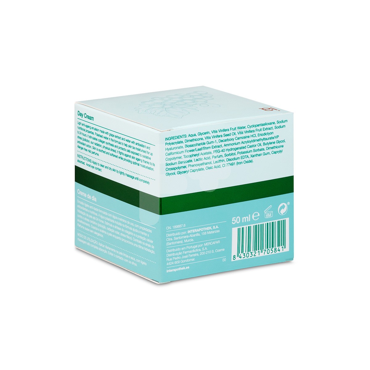 Interapothek crema de día agua de uva 50ml Interapothek crema de día agua de uva 50ml