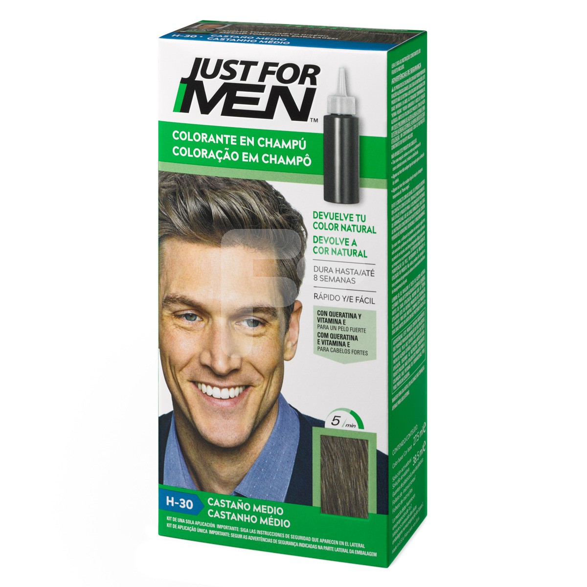 Just for men colorante en champú castaño medio