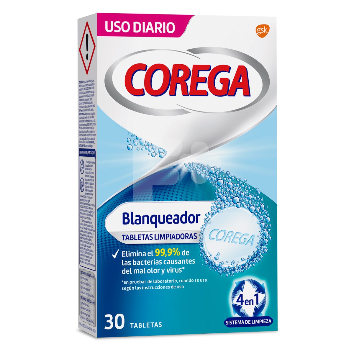 Corega blanqueador 30 tabletas