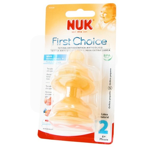 Nuk Tetina fist choice látex boca ancha talla 2 orificio S 2uds Nuk Tetina fist choice látex boca ancha talla 2 orificio S 2uds