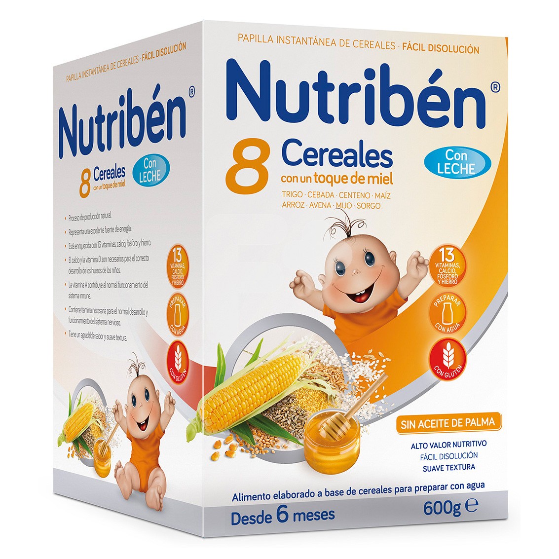 Nutribén 8 cereales miel con leche 600gr Nutribén 8 cereales miel con leche 600gr