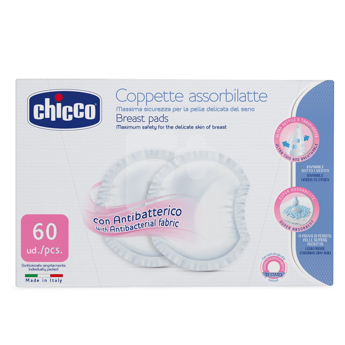 Chicco discos absorb. antibacterias 60u