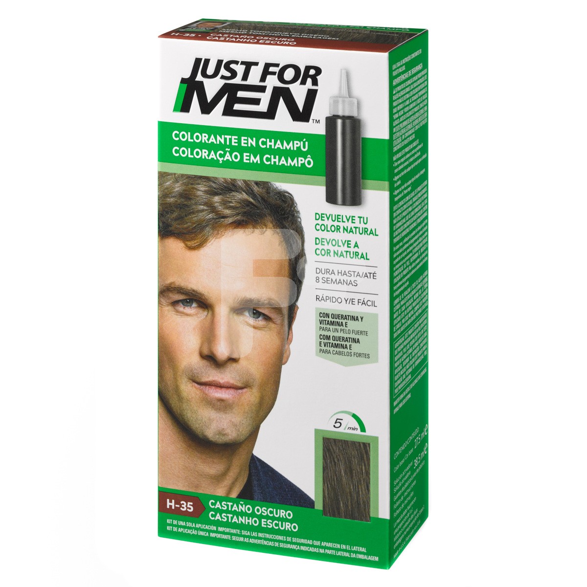 Just for men colorante en champú castaño oscuro