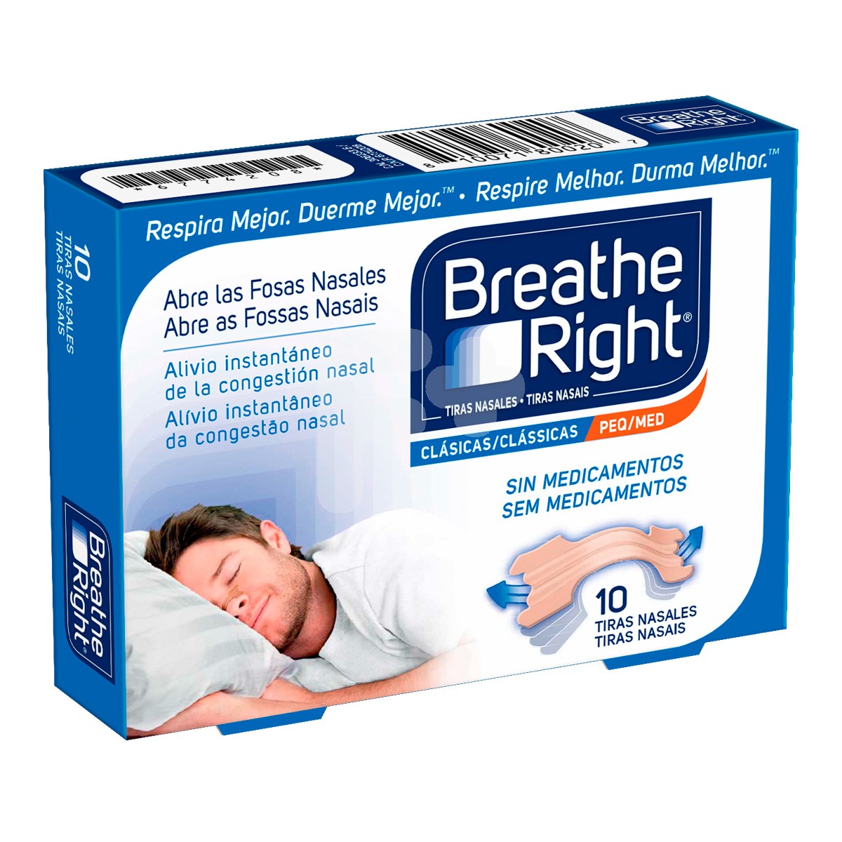 BREATHE RIGHT TIRA NASAL PEQ/MED 10 UND