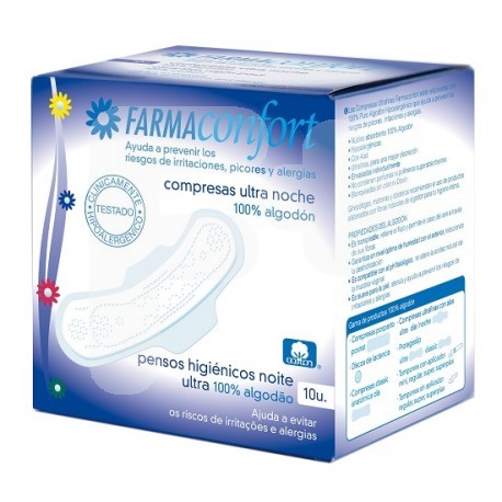 COMPRESA FARMACONFORT NOCHE ALGODON 10UN