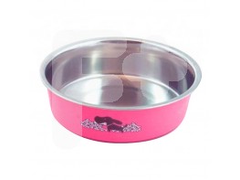 Biozoo Comedero acero inox. impreso rosa 21cm