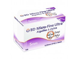 BD microfine tw 0,25 x 5mm 100uds R.320212